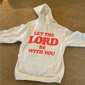 Talentless tan and red hoodie in size large!